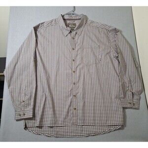 Drake Waterfowl Shirt Men's 3XL Brown White Check Plaid Vented Fishing Hiking